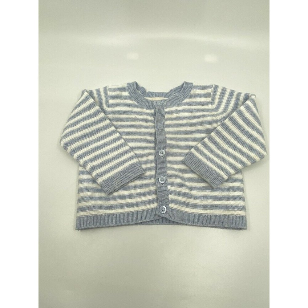 Clasix Beginnings Baby Blue And White Stripe Knit Cardigan Breton 9m
